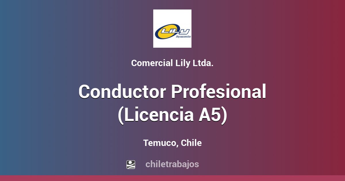 Conductor Profesional (Licencia A5) - Temuco | Chiletrabajos