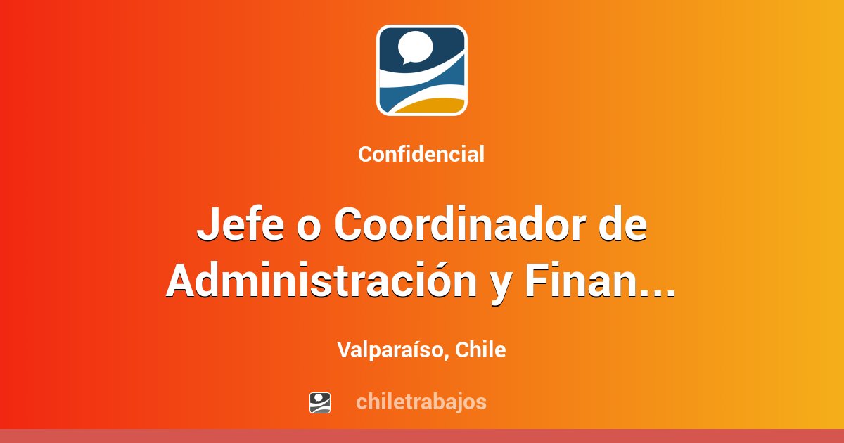 Jefe O Coordinador De Administración Y Finanzas Colegio De La 5ta