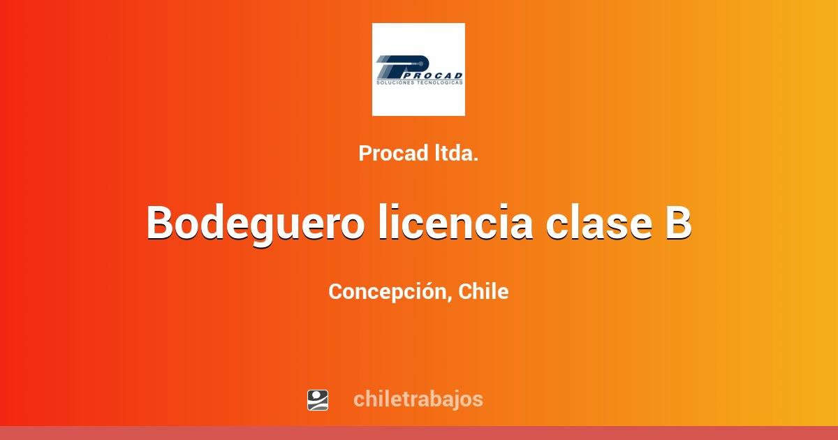 Bodeguero Licencia Clase B - Concepción | Chiletrabajos